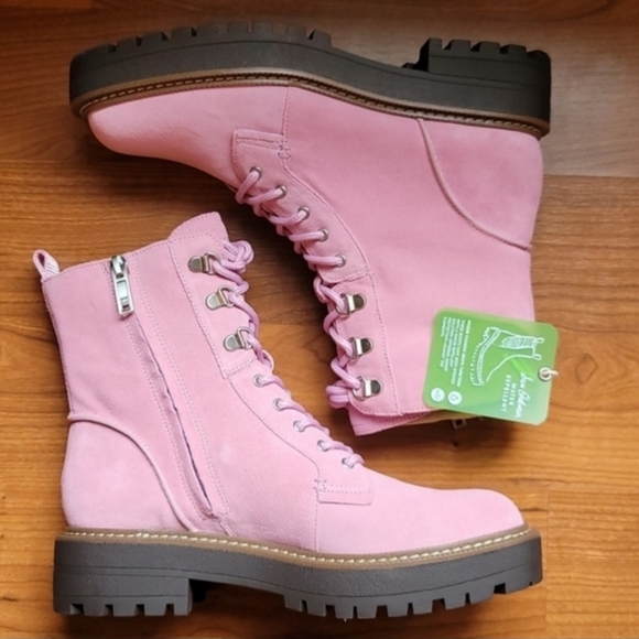 Sam Edelman Shoes - Sam Edelman Pink Hibiscus Leather Lue Boots Size 8.5